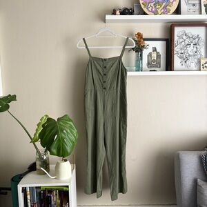 Olive Green Old Navy Button-Front Jumpsuit